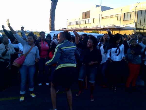 CPS employees striking outside the company's offices early this morning. Photo by Mihle Pike.