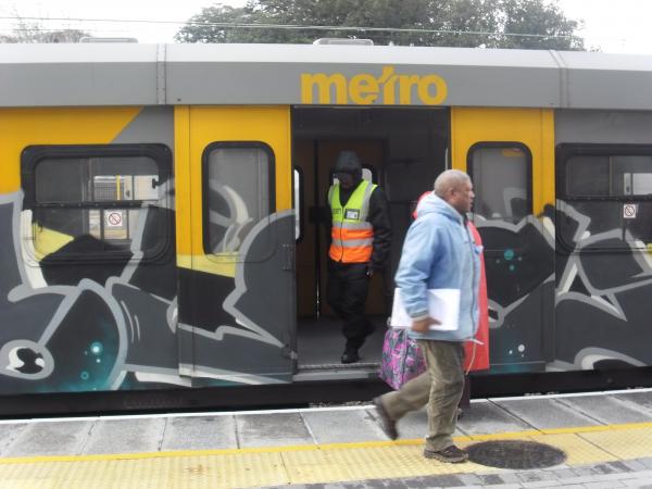 Grafitti on one of the Metrorail train carriages. Graffiti is one of the issues that the city wants to deal with with Metrorail. Photo by Neo Sithole.