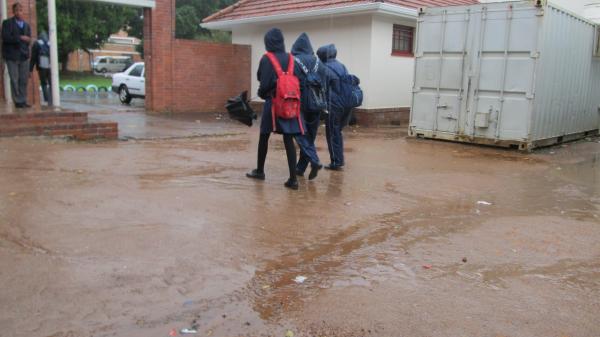 Students leaving Thandokhulu at the end of the day. Photo by Gerard Feris.