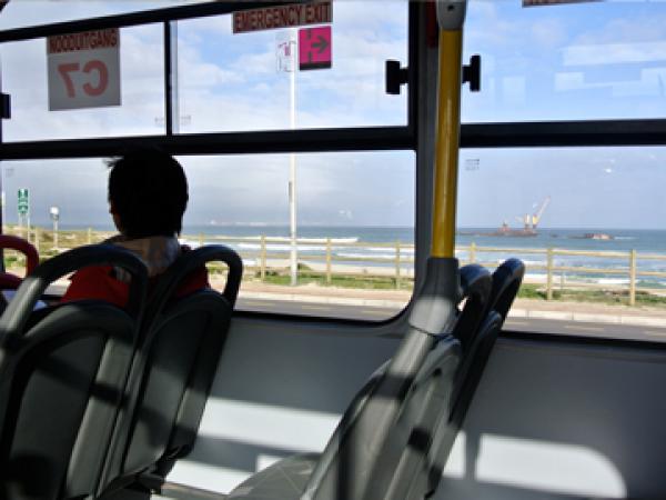 On the MyCiTi bus to Big Bay. Photo by Audrey Leasure.