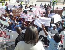 Announcement of janatorial service for informal settlements. Photo courtesy of Gavin Silber