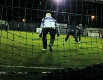 A keeper defends his goal at Amandla EduFootball. Photo submitted by Barry Christianson.