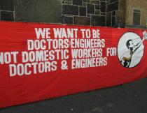 Banner at Equal Education Fix Our Schools exhibition. Photo by Jonathan Lykes.