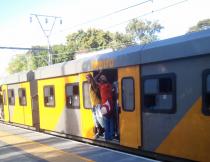 Commuters on a packed train. Photo GroundUp Staff