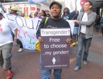 Protest against Pathekile Holomisa's call for a review of sexual orientation clauses in the Constitution. Photo by Tariro Washinyira.