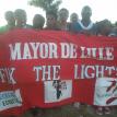 Leading protest banner at last night's march. Leading protest banner at last night's march.