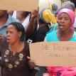Parents protesting outside the legislative building in Wale Street demanding a new school. Photo by Mihle Pike.