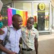 Paul Semugoma, after he was released today, and his life partner Brian Kanyemba. Photo courtesy of Linda-Gail Bekker. (Photographer unknown) Paul Semugoma, after he was released today, and his life partner Brian Kanyemba. Photo courtesy of Linda-Gail Bekker. (Photographer unknown)