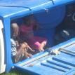 Children play inside one of the blue chemical toilets in Khayelitsha which has fallen over. Photo by Axolile Notywala. Children play inside one of the blue chemical toilets in Khayelitsha which has fallen over. Photo by Axolile Notywala.