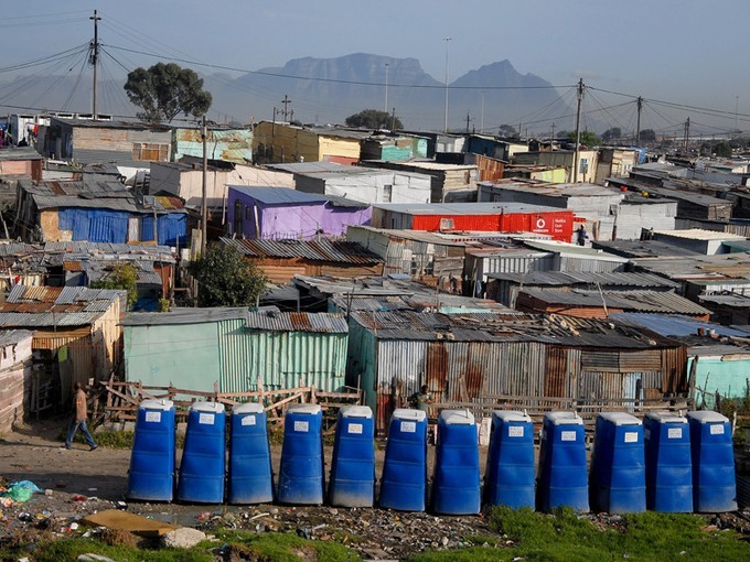 Photo of removable communal toilets in township
