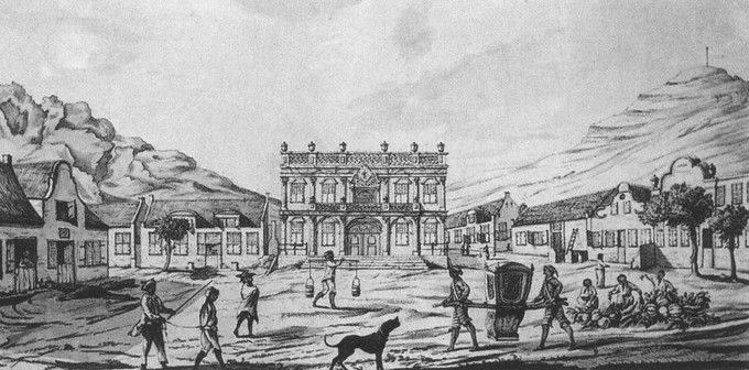 Drawing of Greenmarket Square in 1762