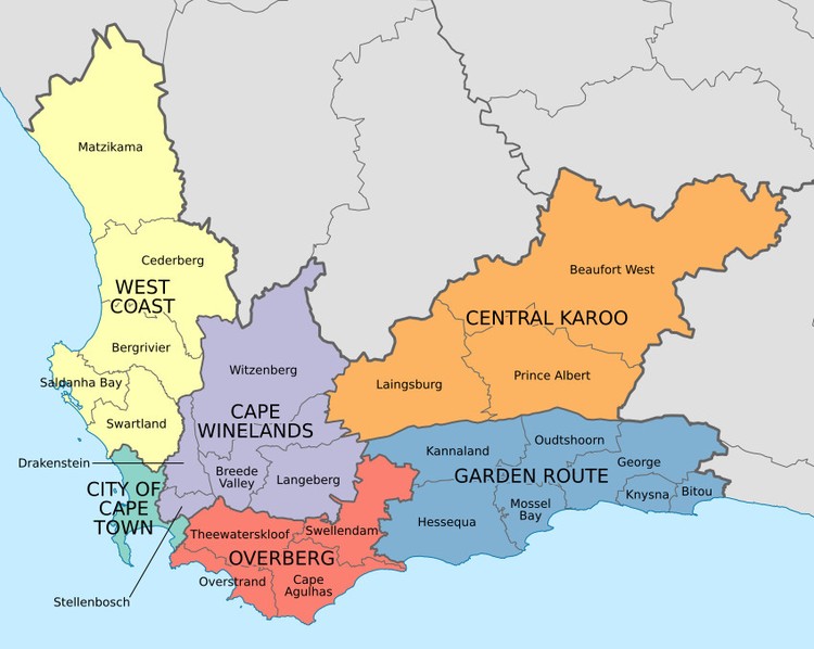 Map of the Western Cape via Wikimedia Commons