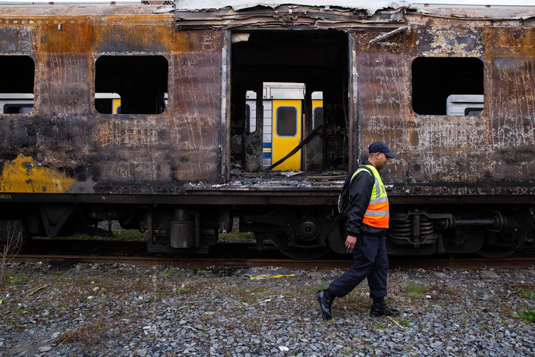 Photo of burnt train