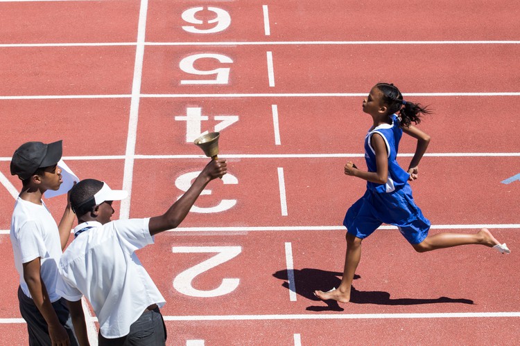 Every year primary school children compete in athletics against neighbouring schools.