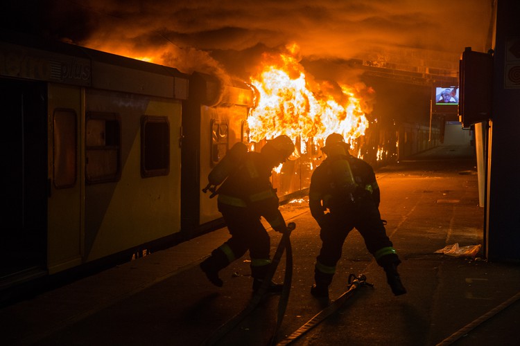 Photo of train burning