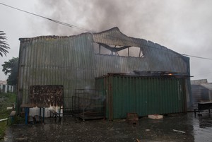 Photo of burnt warehouse