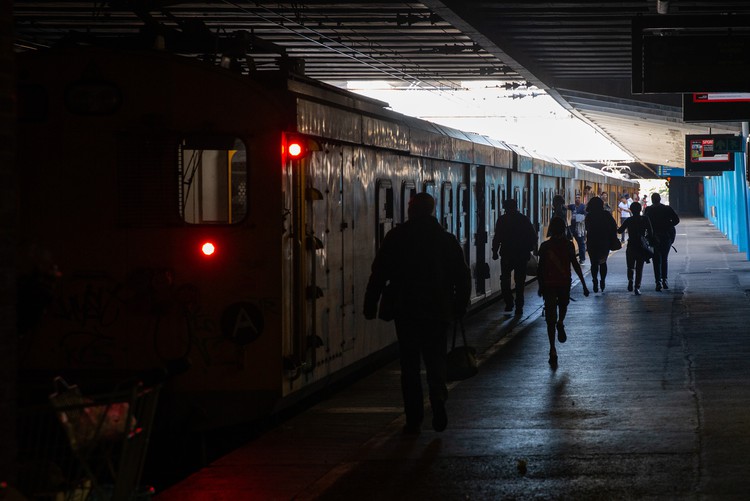 Photo of a dark train platform 