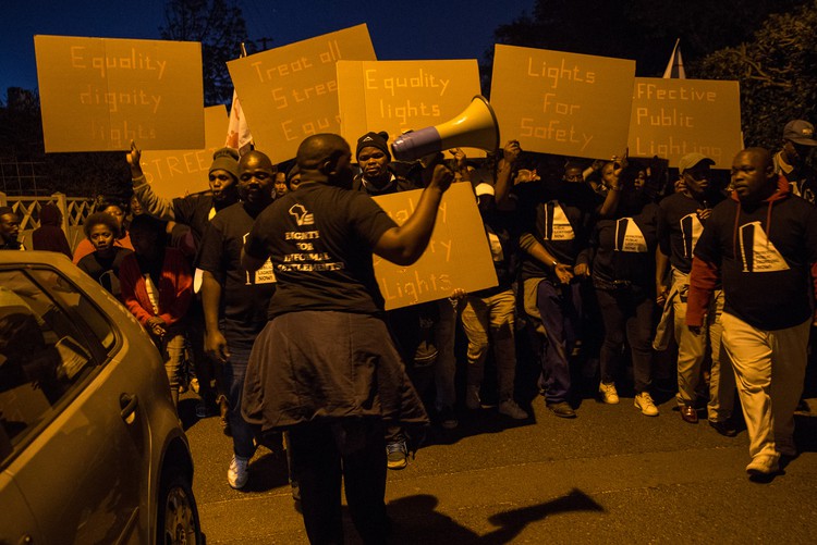 Photo of protest at night