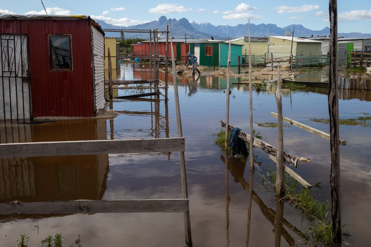 Photo of flooded shacks
