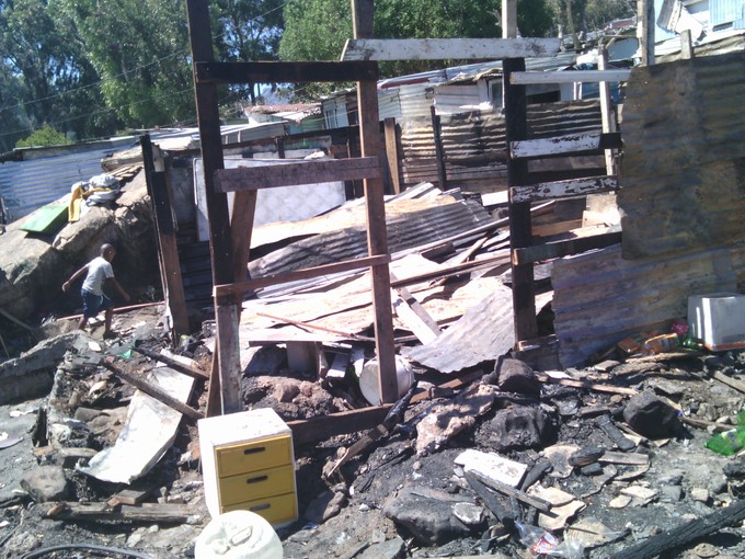 Photo of aftermath of fire in Imizamo Yethu.