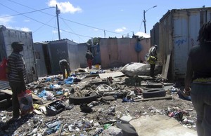 Photo of debris after a shack was destroyed