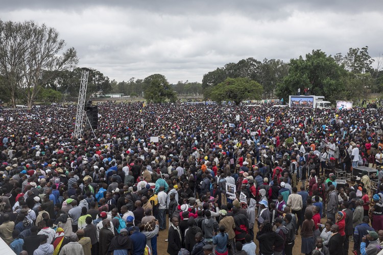 Photo of large protest in Harare