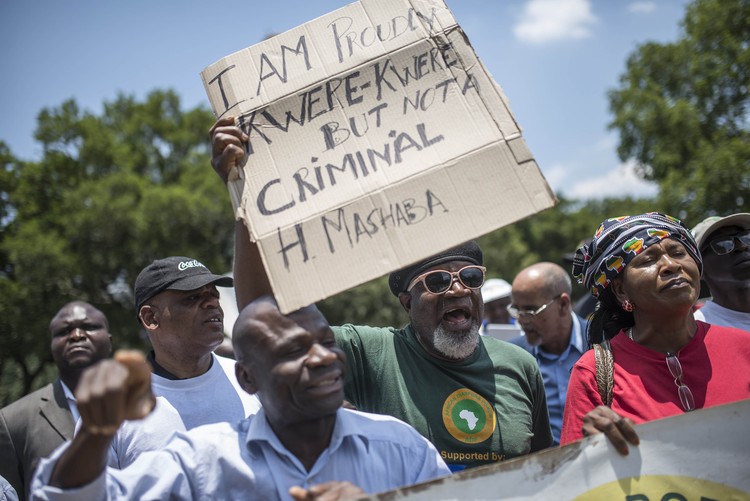 Photo of immigrants protesting against xenophobia