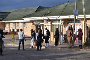 Photo of patients outside Motherwell clinic