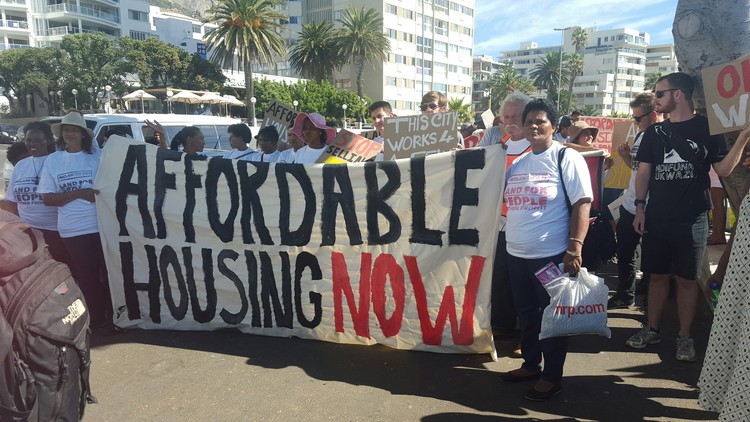 Photo of demonstration for affordable housing
