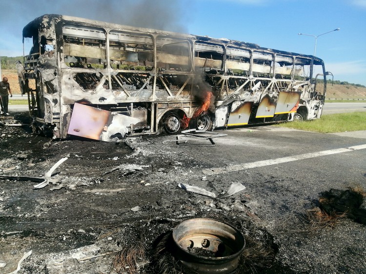 Photo of burned bus