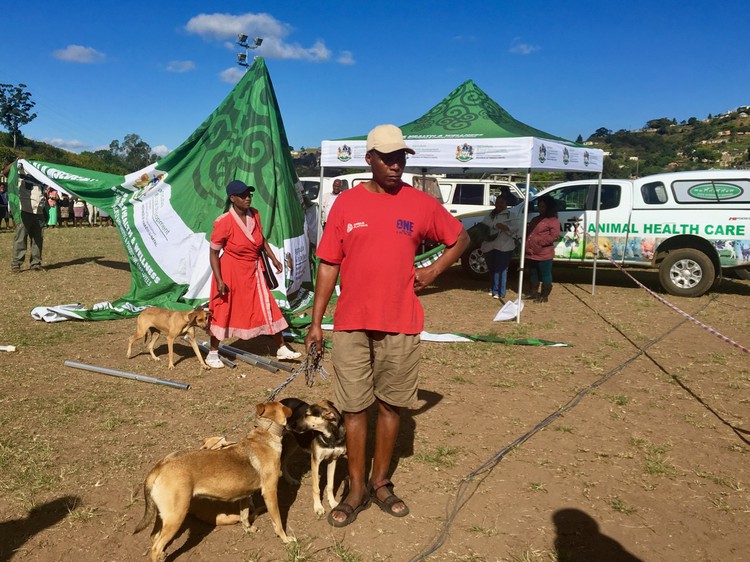 Photo of a man with his dogs