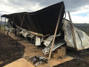 Photo of a burned down clinic