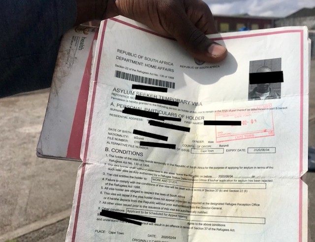 Photo of an asylum document