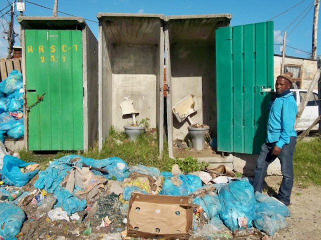 Photo of filthy communal toilets