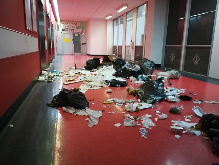 Photo of garbage in corridor