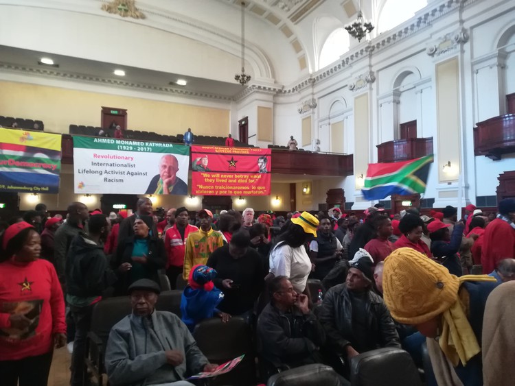 Photo of rally at Johannesburg City Hall