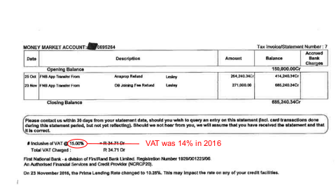 Forged FNB statement page 2